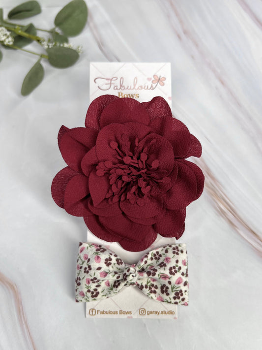 Soft Chiffon Flowers Babies Headband Bows with Stylish Bow Tie - Set of Two