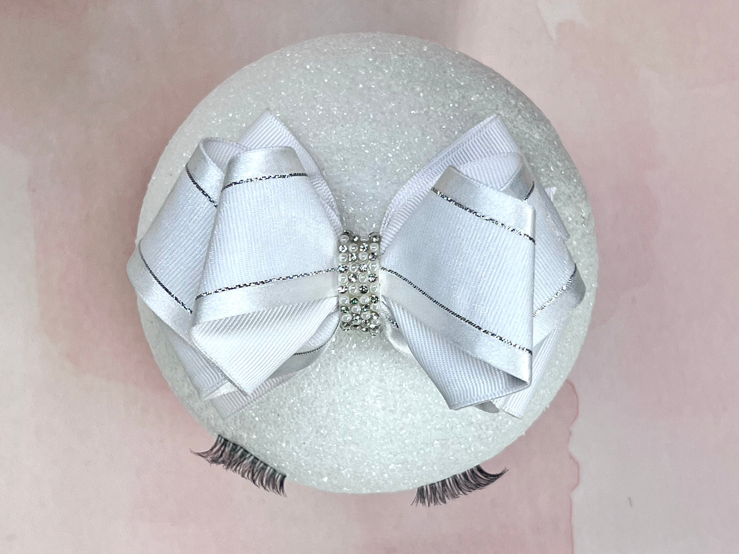 Classic White Satin and Organza Double Hair Clips Bow for Little Girls – Wedding Hair Clips - Perfect for Weddings and Special Events.