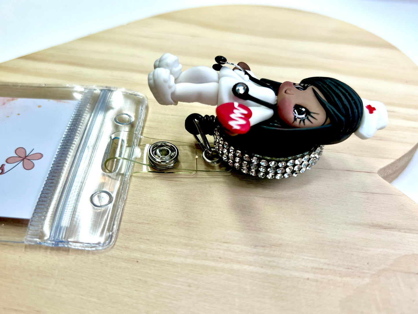 ✨ Badge Reels Decorated, add a touch of charm to your workday with these handmade clay badge reels! Perfect for healthcare heroes, teachers, or anyone who wants to showcase their personality while staying professional. 💕🎨 #HandmadeWithLove #BadgeReels