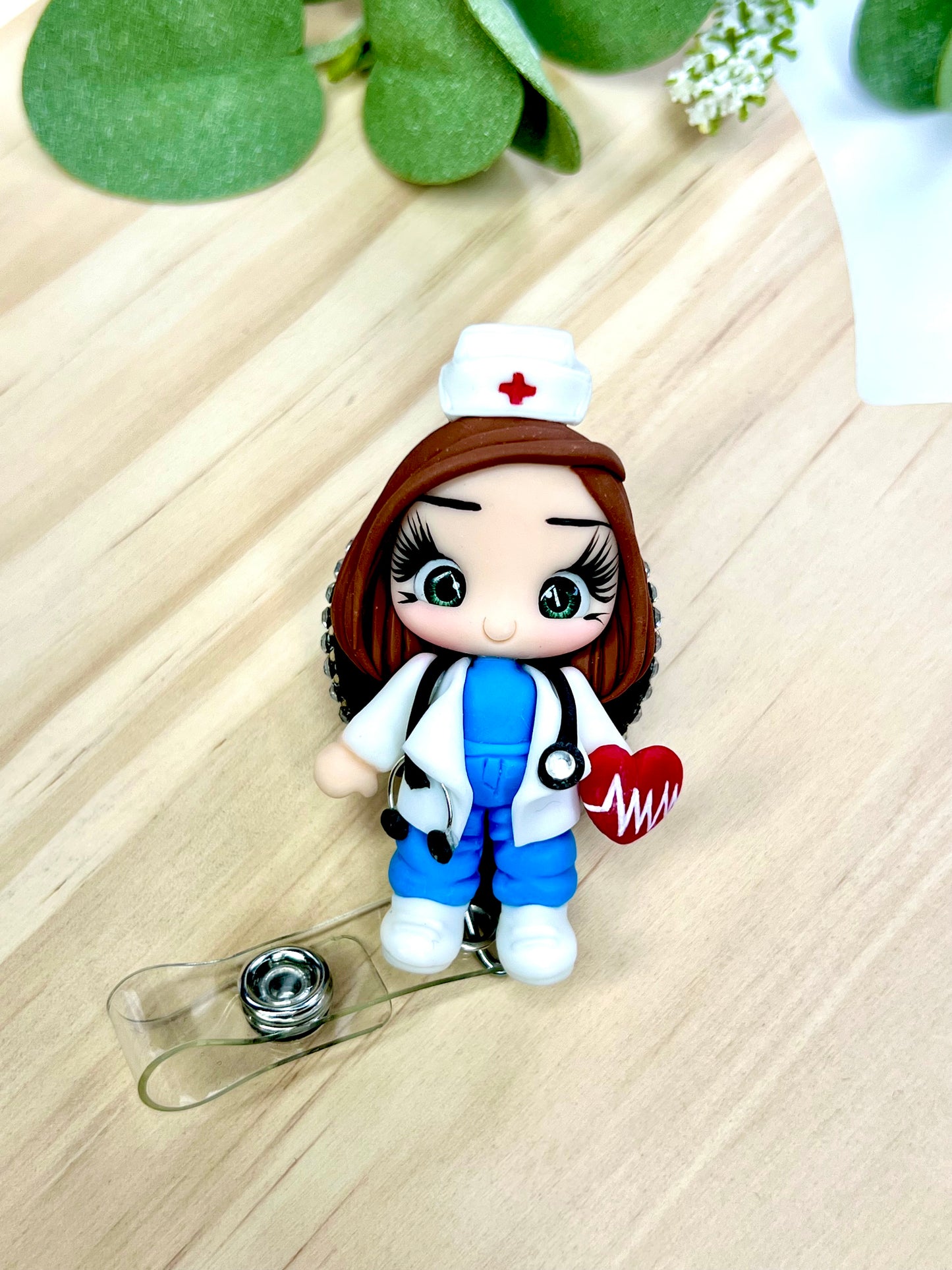 ✨ Badge Reels Decorated, add a touch of charm to your workday with these handmade clay badge reels! Perfect for healthcare heroes, teachers, or anyone who wants to showcase their personality while staying professional. 💕🎨 #HandmadeWithLove #BadgeReels