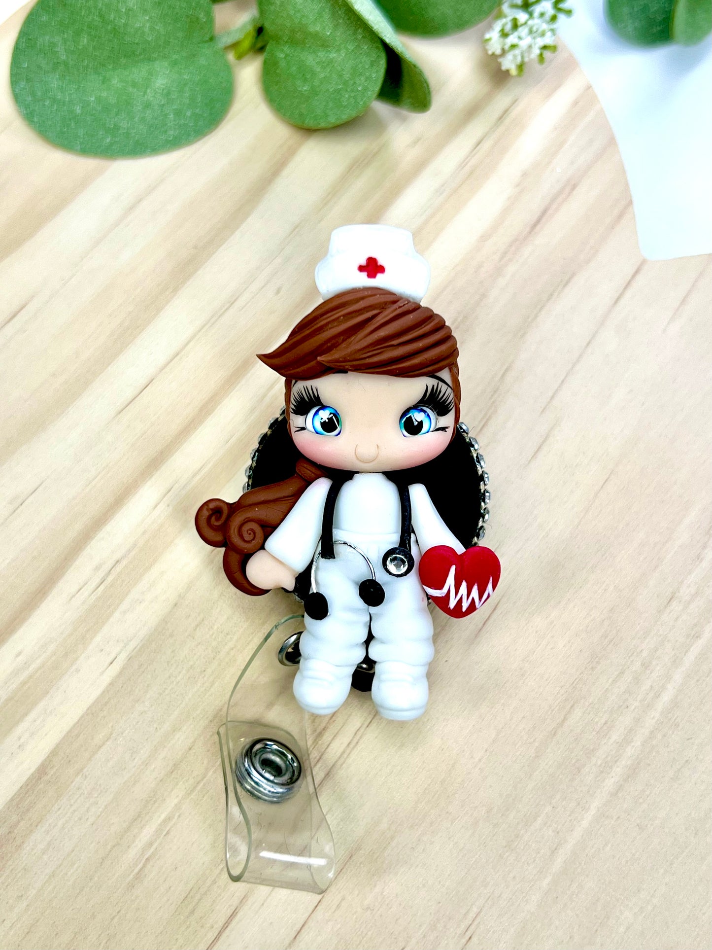 ✨ Badge Reels Decorated, add a touch of charm to your workday with these handmade clay badge reels! Perfect for healthcare heroes, teachers, or anyone who wants to showcase their personality while staying professional. 💕🎨 #HandmadeWithLove #BadgeReels