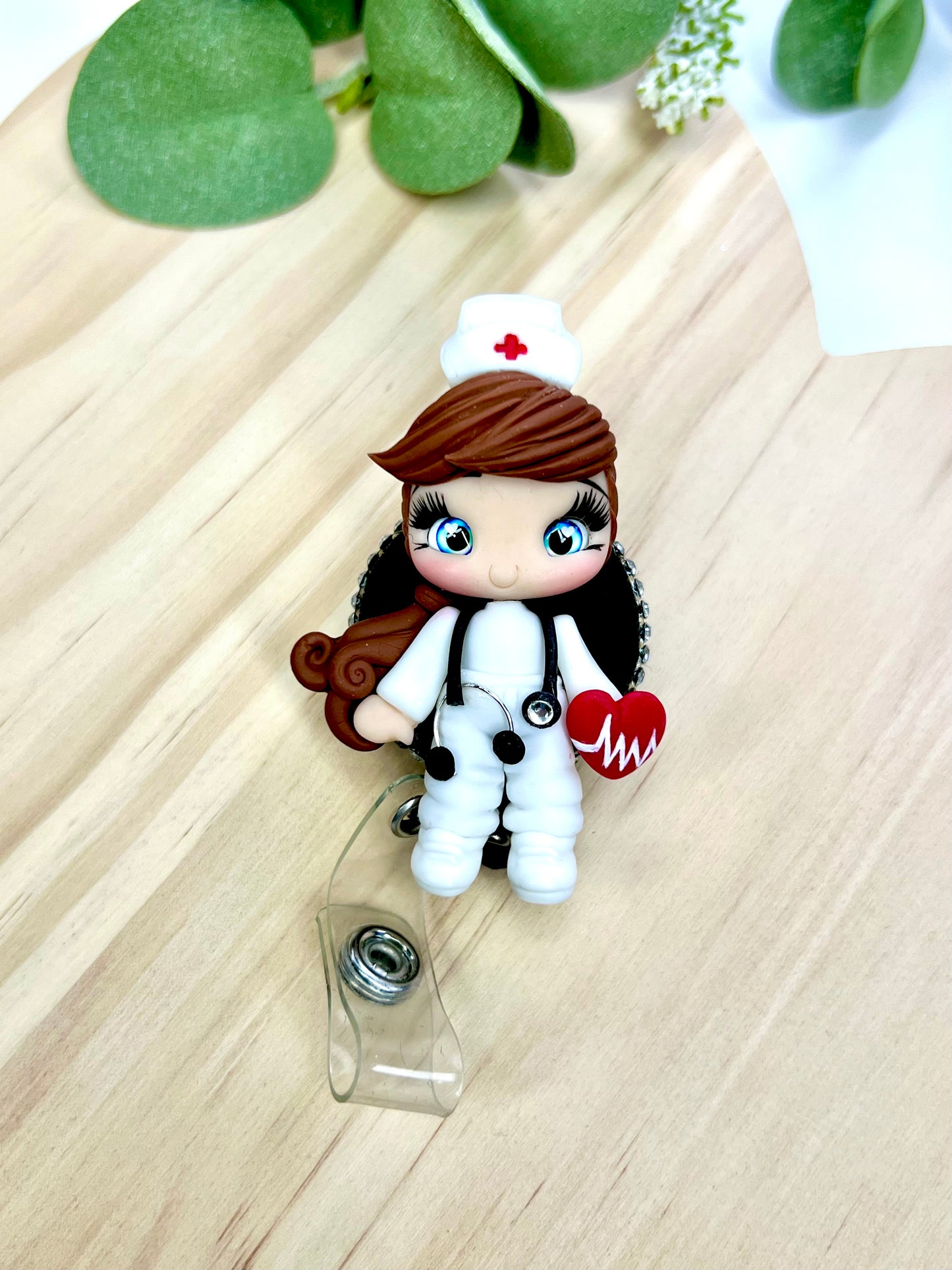 ✨ Badge Reels Decorated, add a touch of charm to your workday with these handmade clay badge reels! Perfect for healthcare heroes, teachers, or anyone who wants to showcase their personality while staying professional. 💕🎨 #HandmadeWithLove #BadgeReels