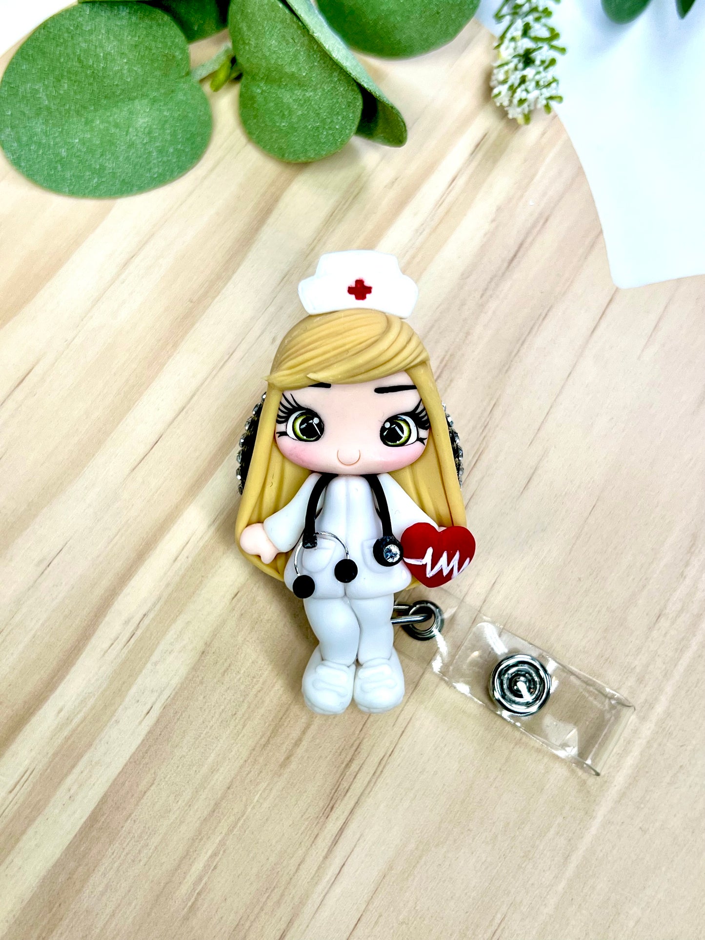 ✨ Badge Reels Decorated, add a touch of charm to your workday with these handmade clay badge reels! Perfect for healthcare heroes, teachers, or anyone who wants to showcase their personality while staying professional. 💕🎨 #HandmadeWithLove #BadgeReels