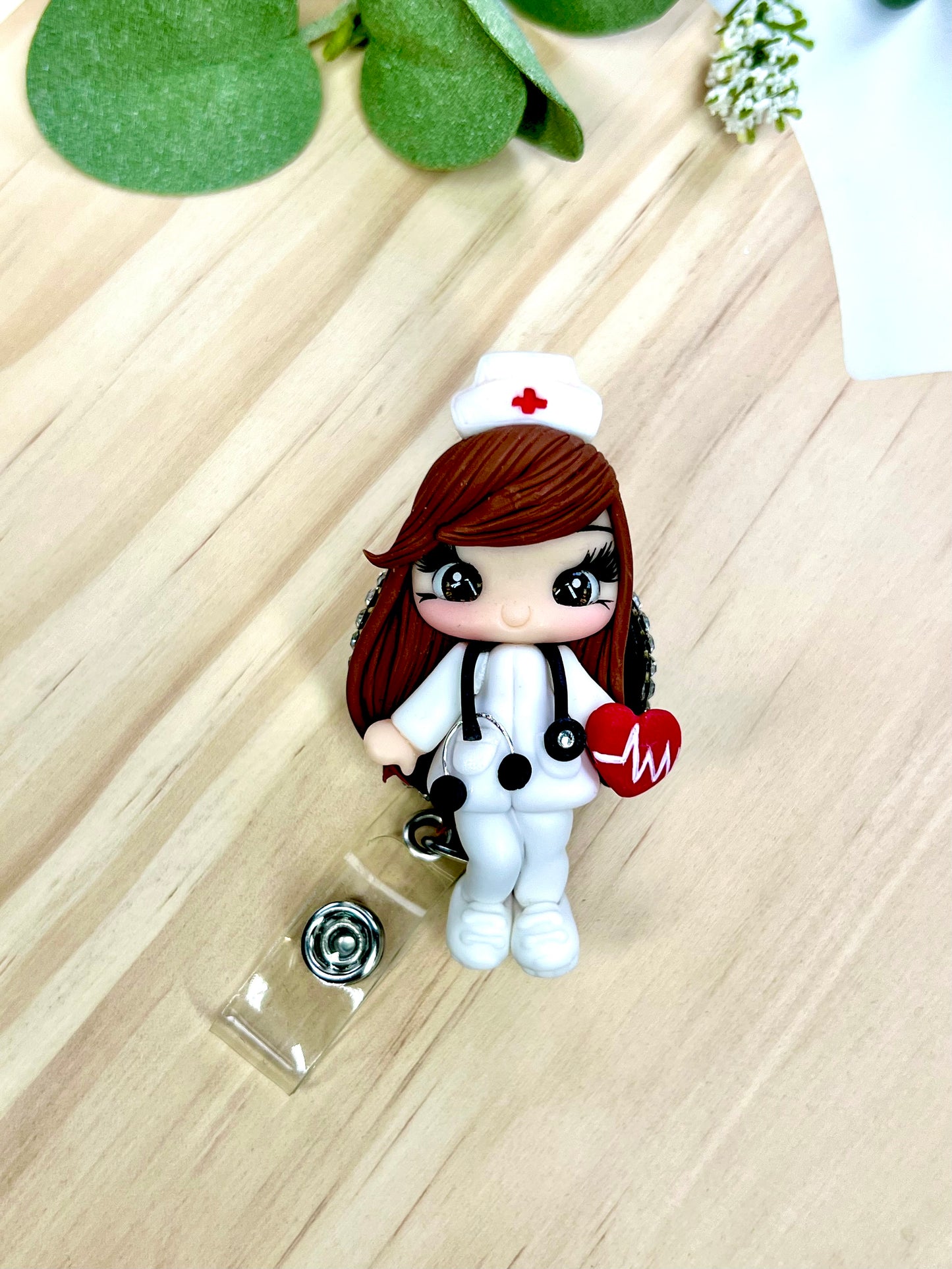 ✨ Badge Reels Decorated, add a touch of charm to your workday with these handmade clay badge reels! Perfect for healthcare heroes, teachers, or anyone who wants to showcase their personality while staying professional. 💕🎨 #HandmadeWithLove #BadgeReels