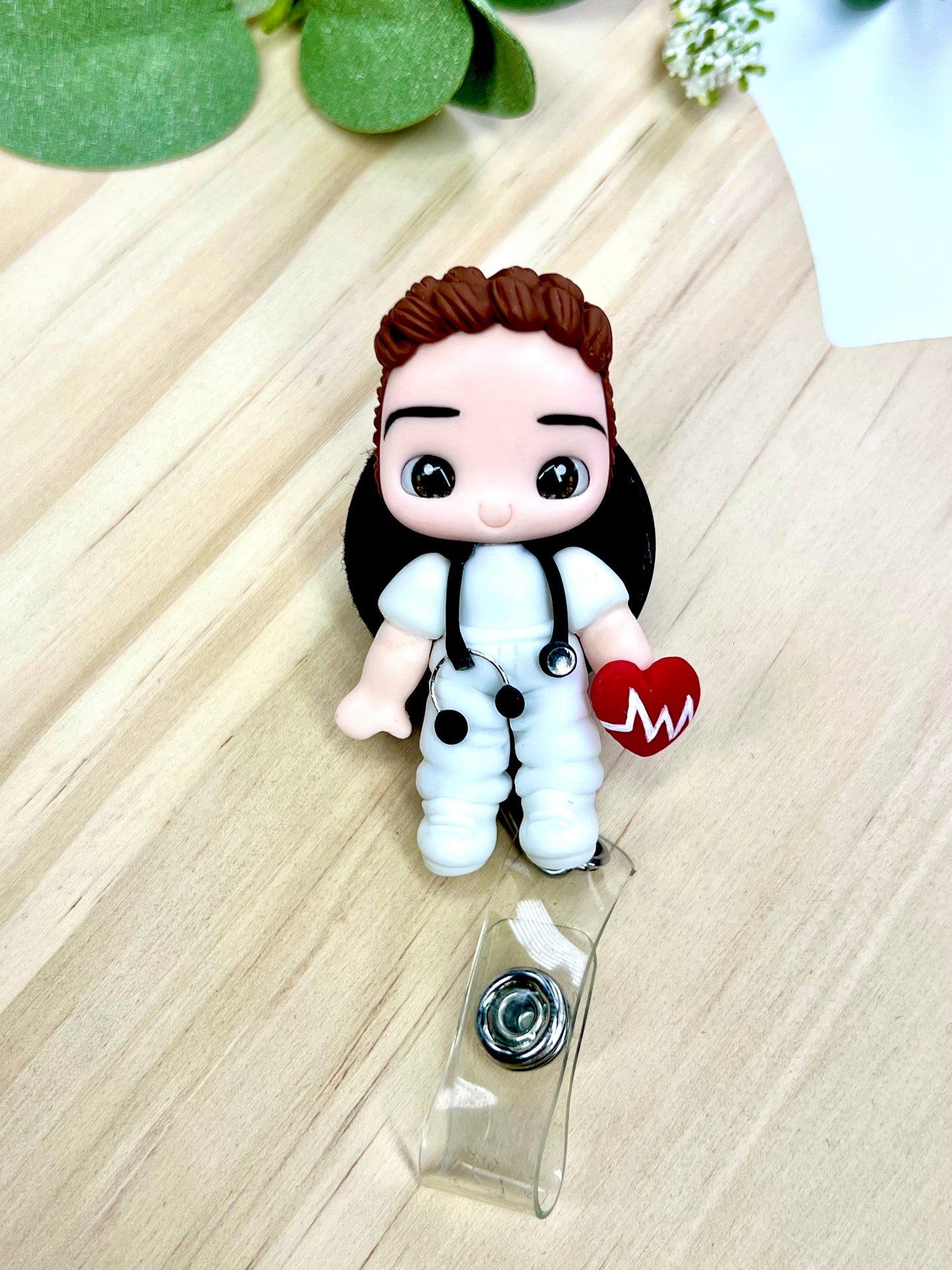 ✨ Badge Reels Decorated, add a touch of charm to your workday with these handmade clay badge reels! Perfect for healthcare heroes, teachers, or anyone who wants to showcase their personality while staying professional. 💕🎨 #HandmadeWithLove #BadgeReels