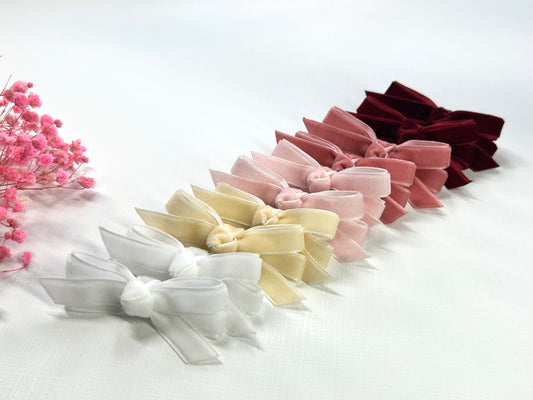 Velvet Hair Clips – Set of 2 | Nonslip Baby & Toddler Hair Bows | Soft Handmade Bow Clips | Velvet hair bows