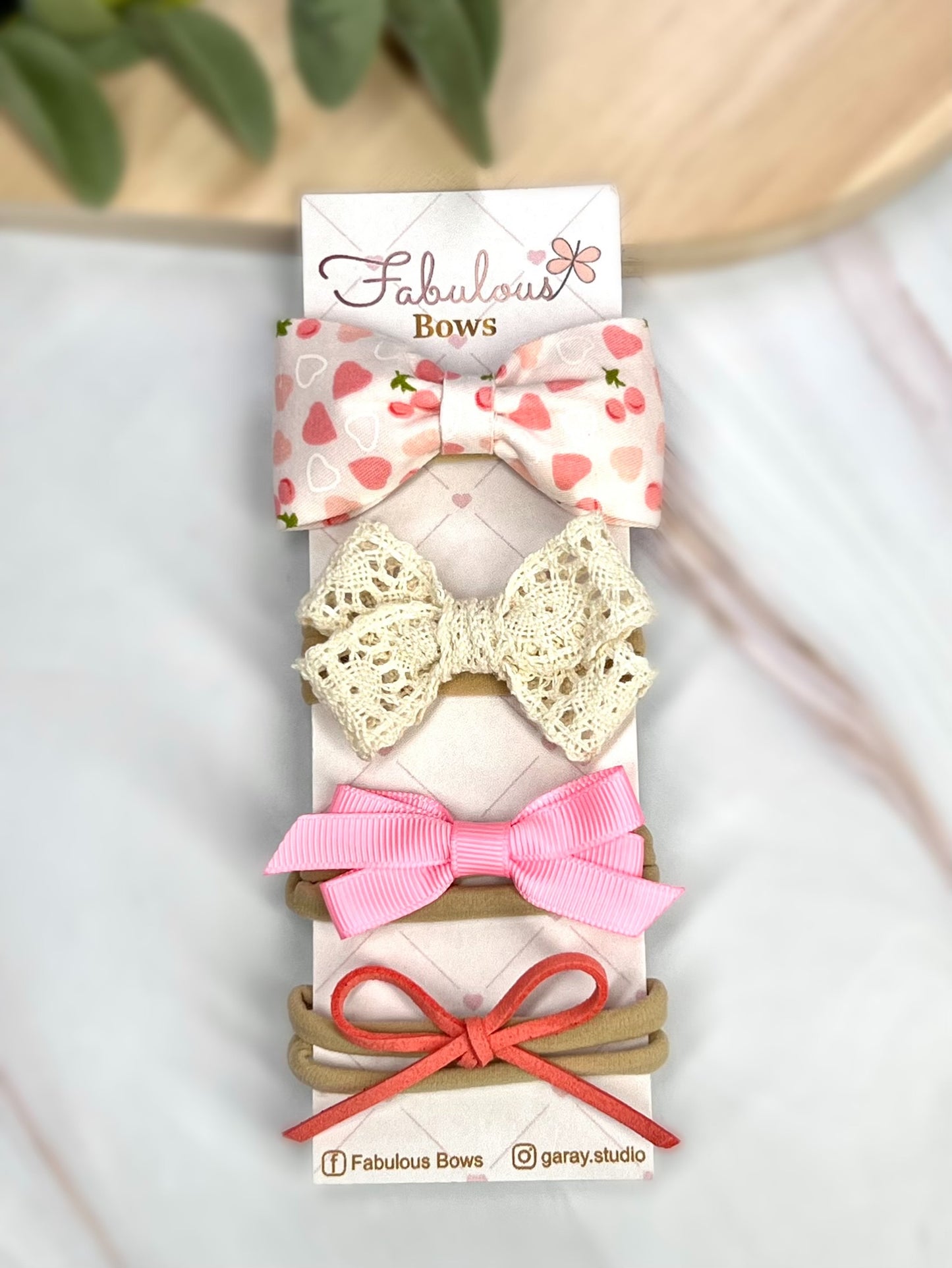 Vintage Floral Baby Headband Set – Delicate Lace and Timeless Ribbon Bows (4-Pack)