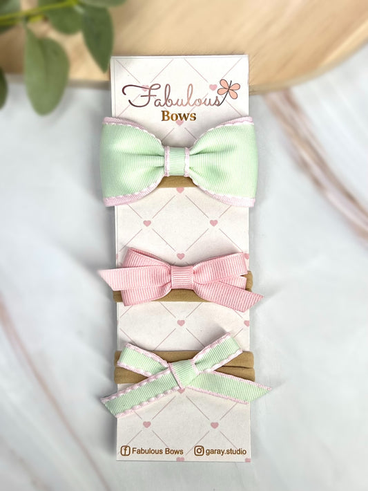 Elegant Baby Headband Collection with Edge Dotted Line Ribbon (3-Pack Sets)